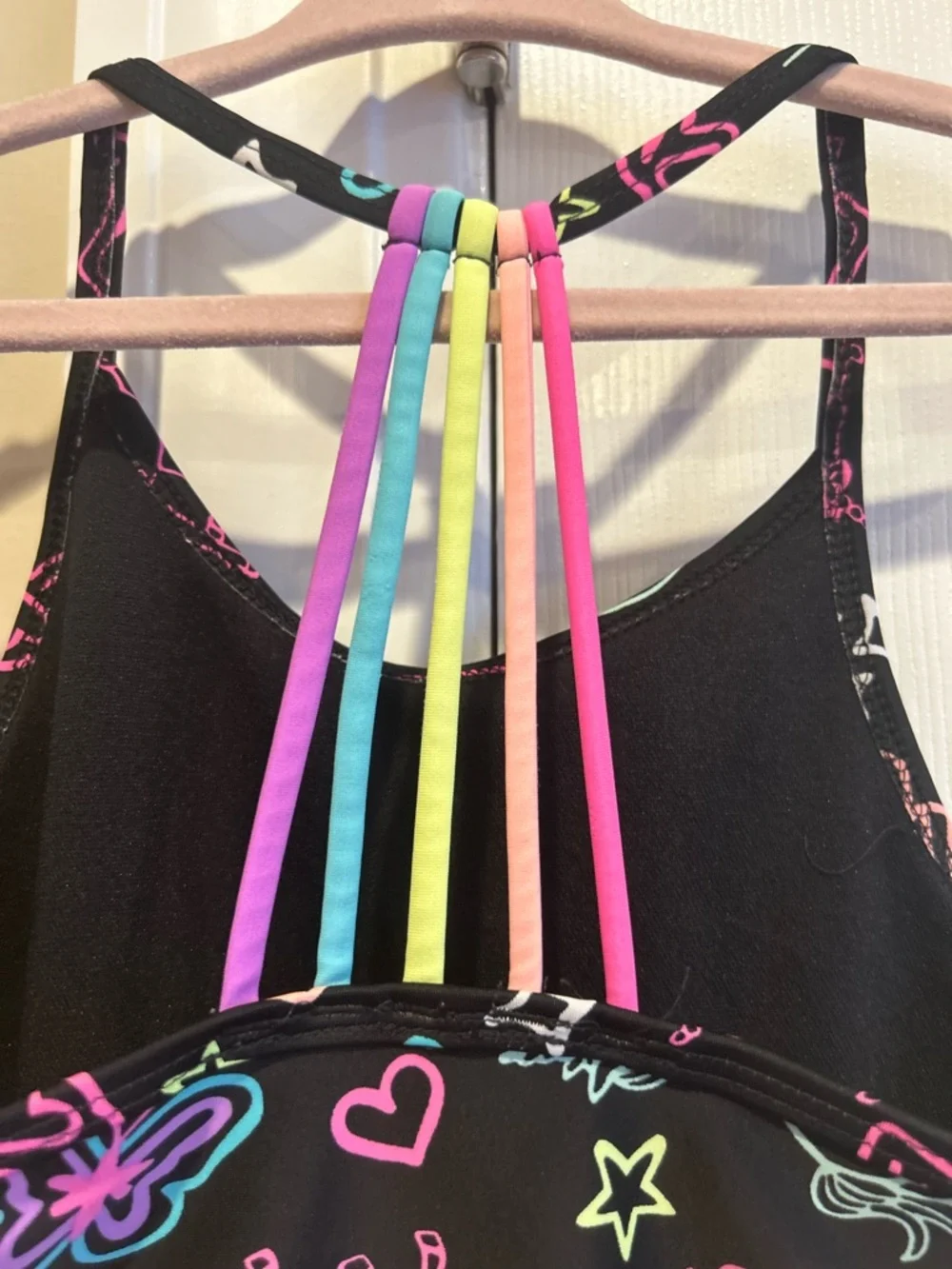 The Children’s Place Black Neon Girls  Doodle Print One-Piece Swimsuit